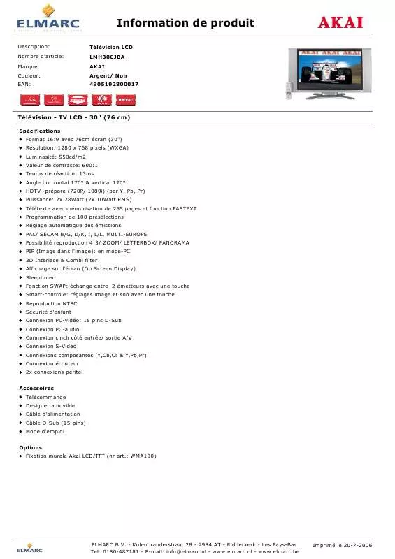 Mode d'emploi AKAI LMH30CJBA