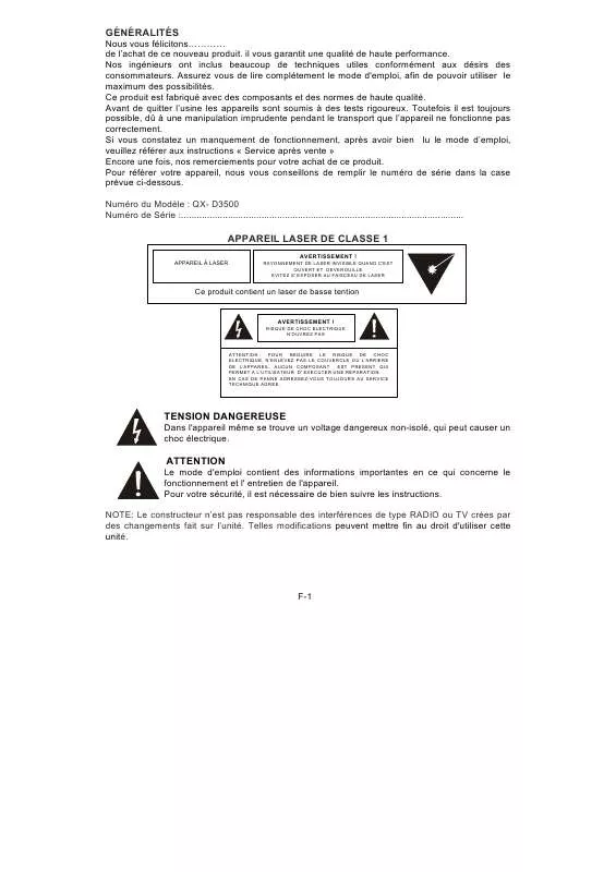 Mode d'emploi AKAI QXD3500ZR