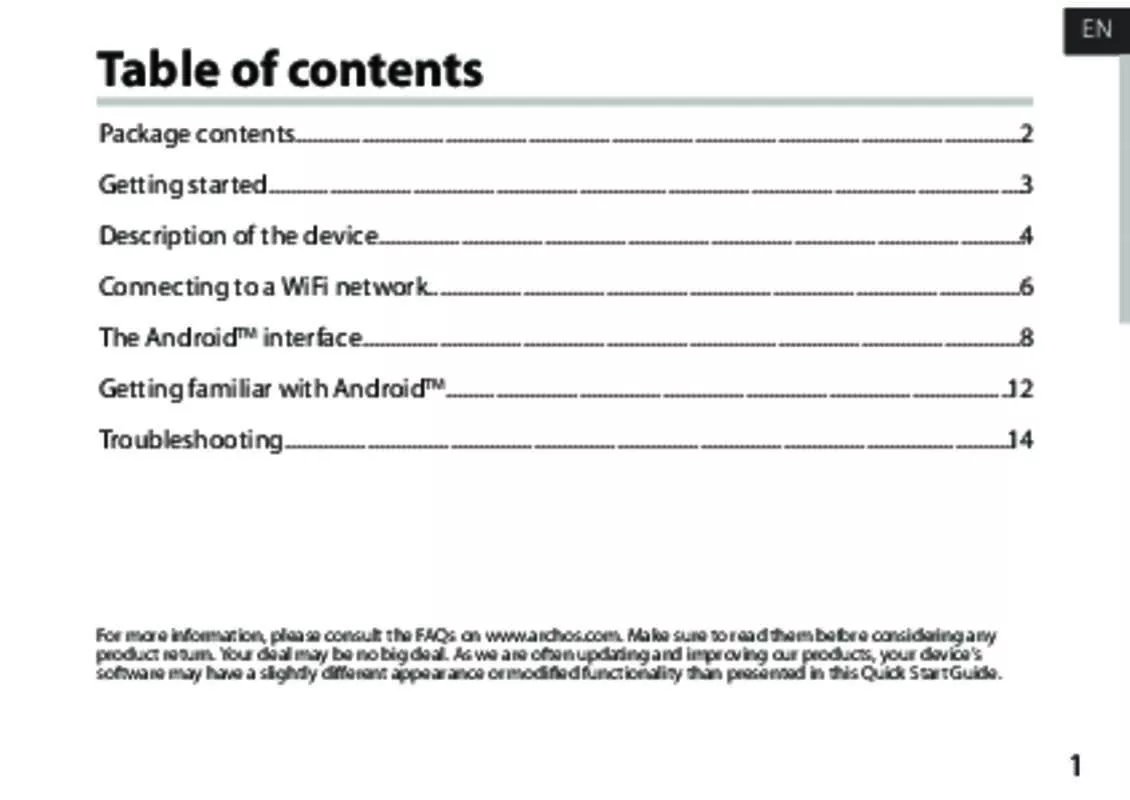 Mode d'emploi ARCHOS 101 COBALT