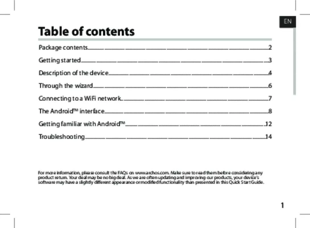 Mode d'emploi ARCHOS 101 XS 10,1