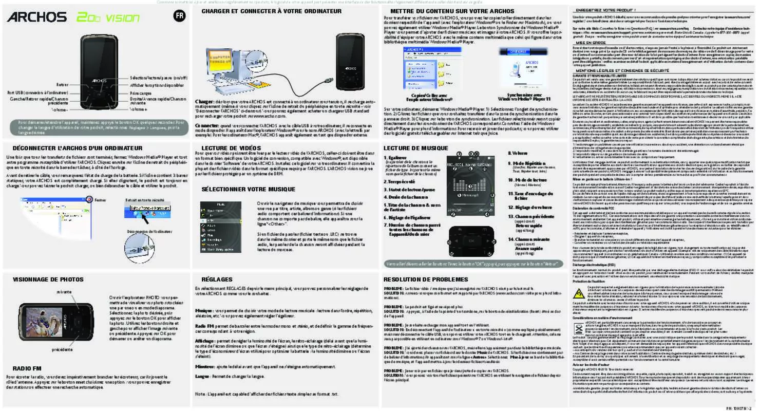 Mode d'emploi ARCHOS 20C VISION