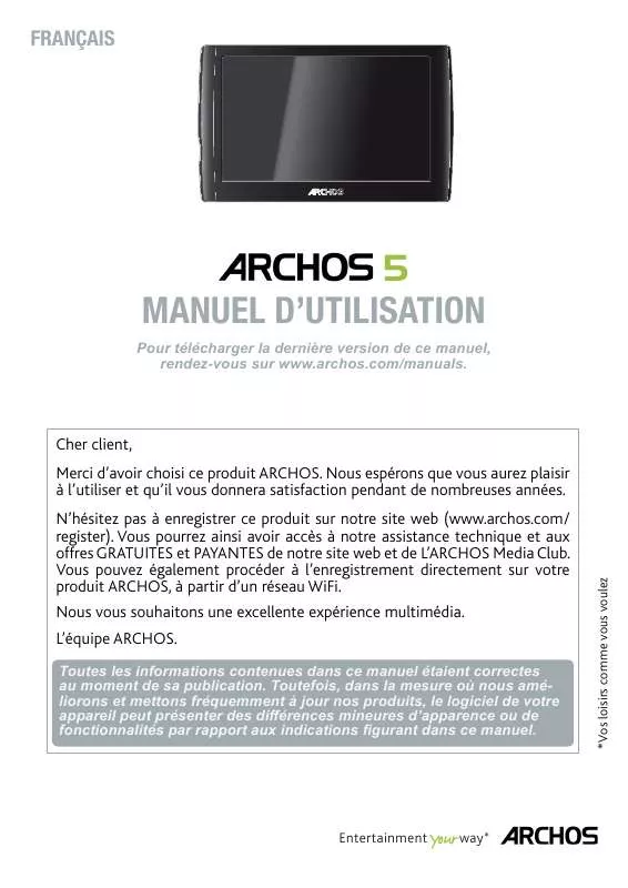 Mode d'emploi ARCHOS 5