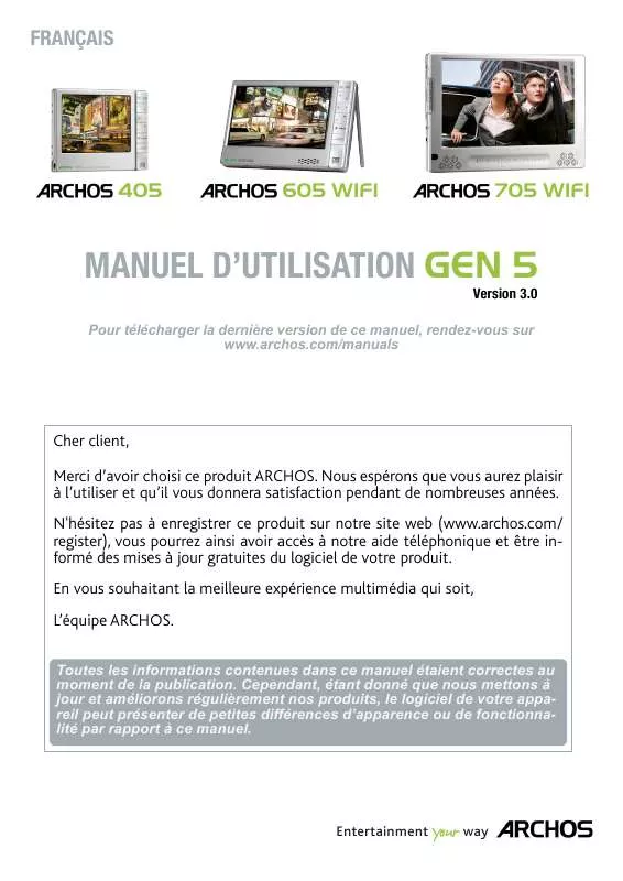 Mode d'emploi ARCHOS 705 WIFI