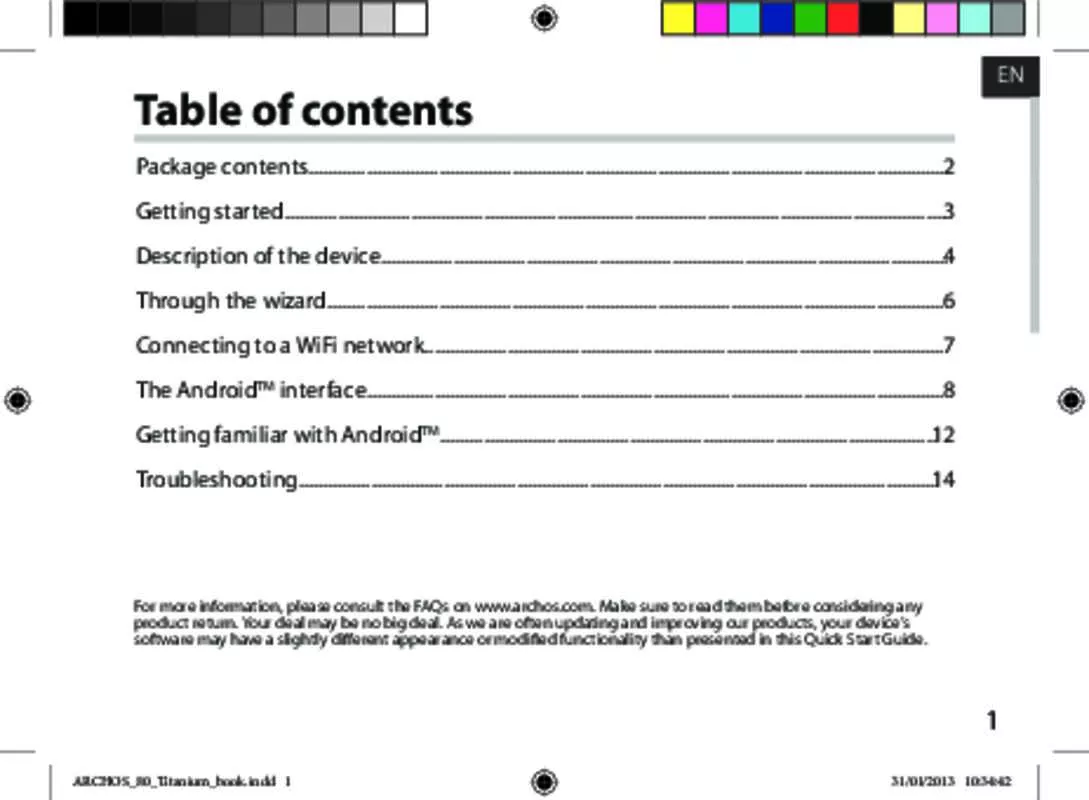 Mode d'emploi ARCHOS 80 XS 8 GO