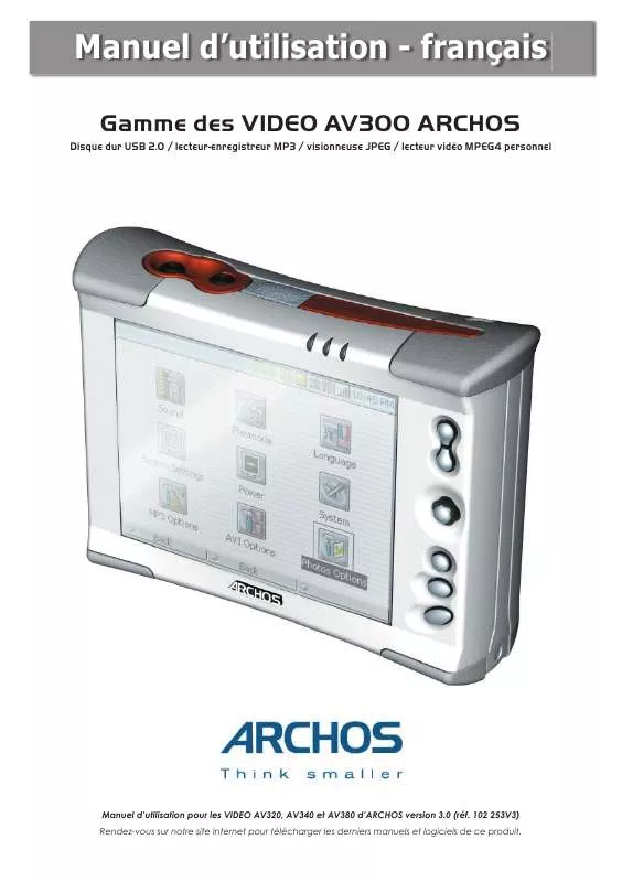 Mode d'emploi ARCHOS AV 300