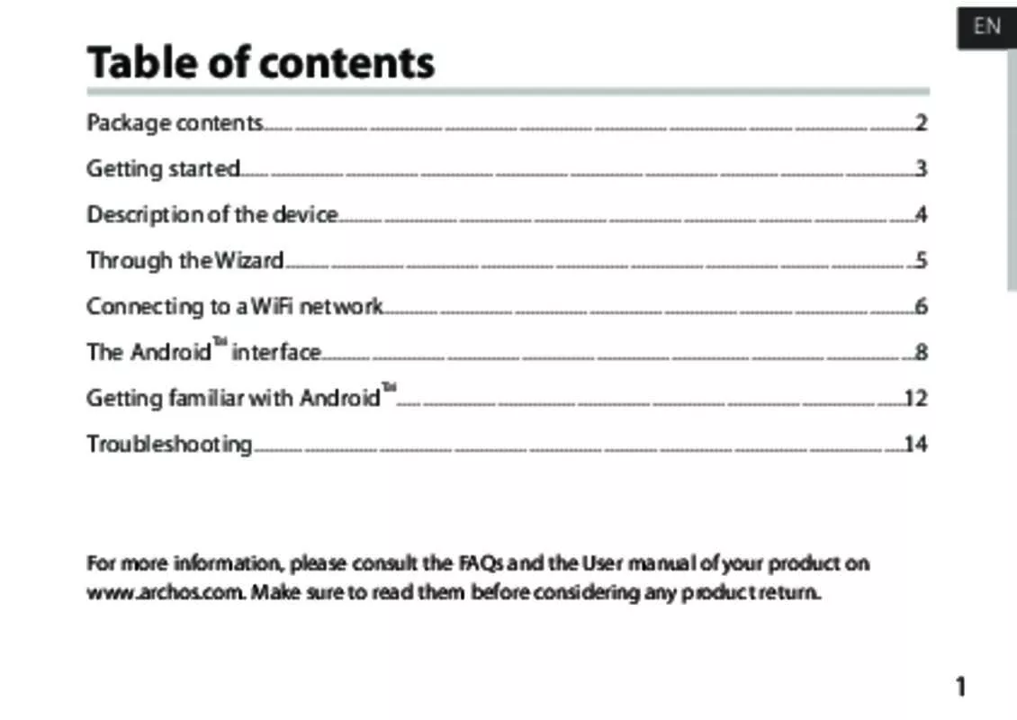 Mode d'emploi ARCHOS ELEMENTS 97B