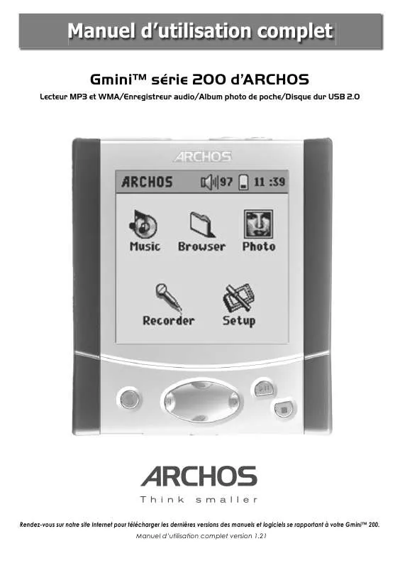 Mode d'emploi ARCHOS GMINI 220