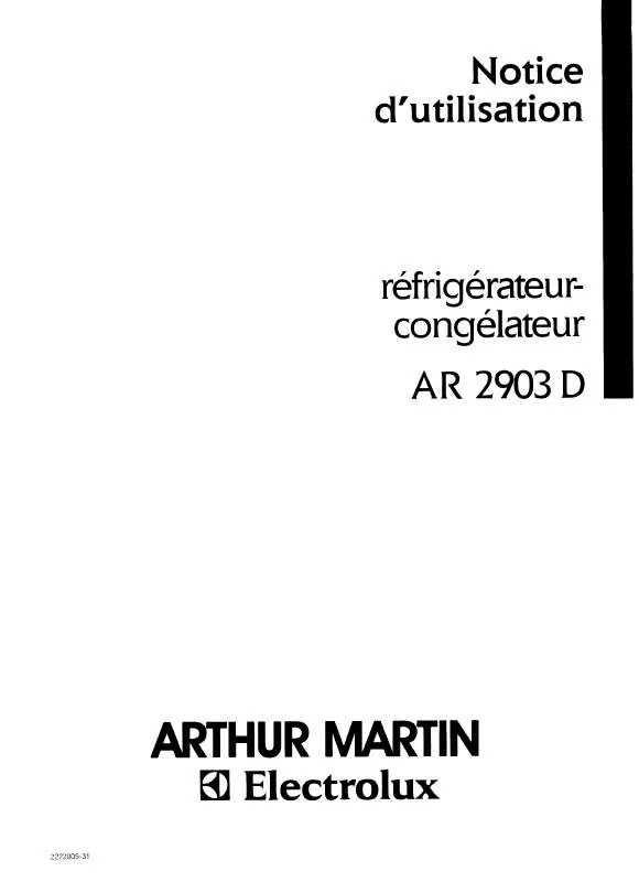 Mode d'emploi ARTHUR MARTIN AR2903D