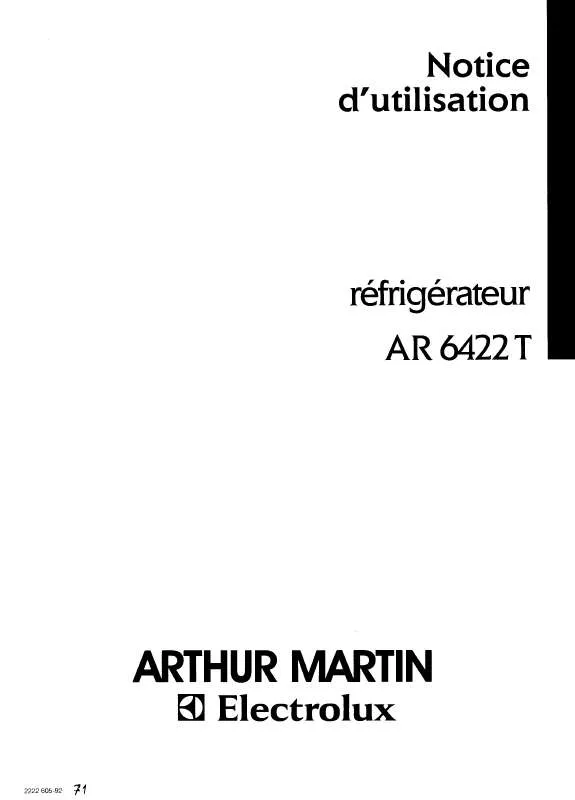 Mode d'emploi ARTHUR MARTIN AR6422T