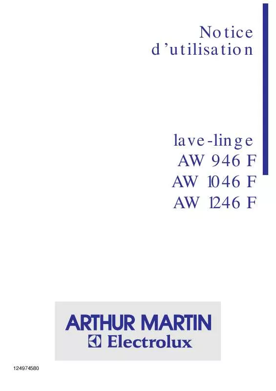 Mode d'emploi ARTHUR MARTIN AW946F