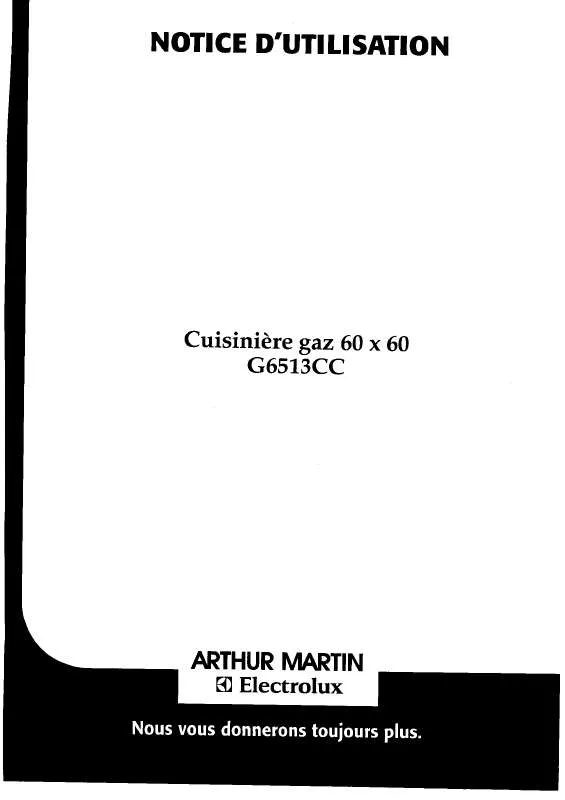 Mode d'emploi ARTHUR MARTIN G6513CCM1GASAME..