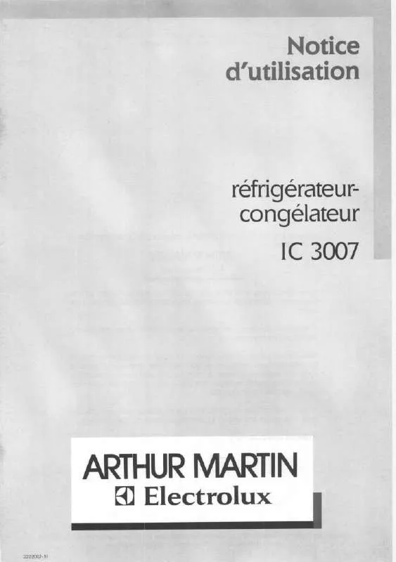 Mode d'emploi ARTHUR MARTIN IC3007-1