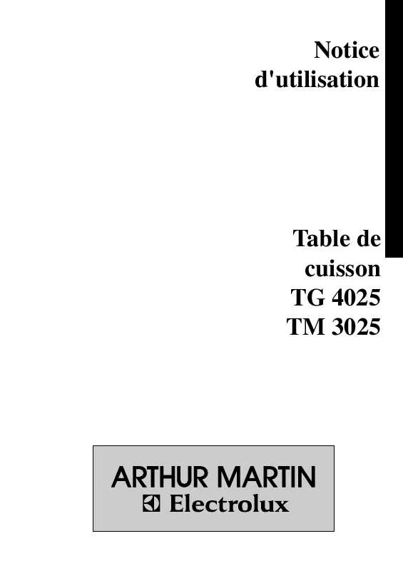 Mode d'emploi ARTHUR MARTIN TG4025