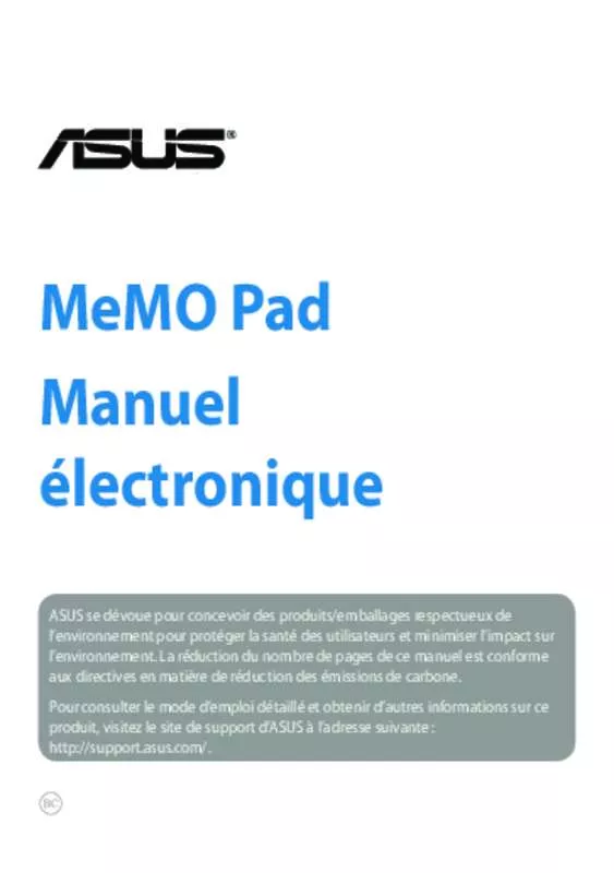 Mode d'emploi ASUS MEMO PAD SMART 10 ME301T-1B016A