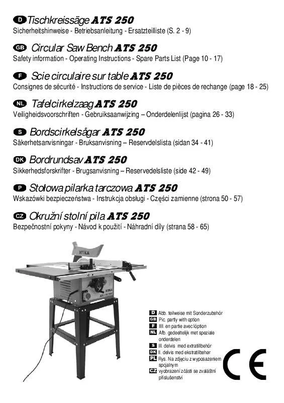 Mode d'emploi ATIKA ATS 250