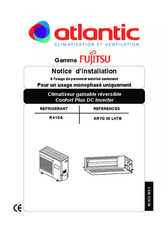 Mode d'emploi ATLANTIC AOYG 30 LETL.UE UNITE INVERTER 8500W