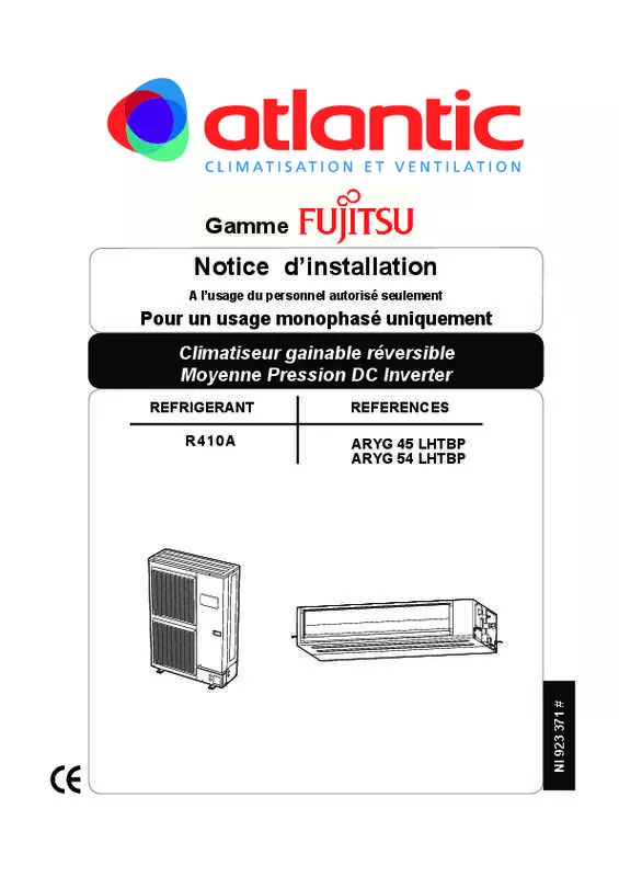 Mode d'emploi ATLANTIC AOYG 45 LETL.UE UNITE INVERTER 12500W