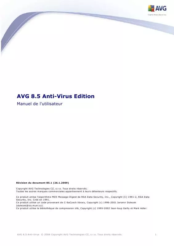 Mode d'emploi AVG AVG 8.5 ANTI-VIRUS EDITION