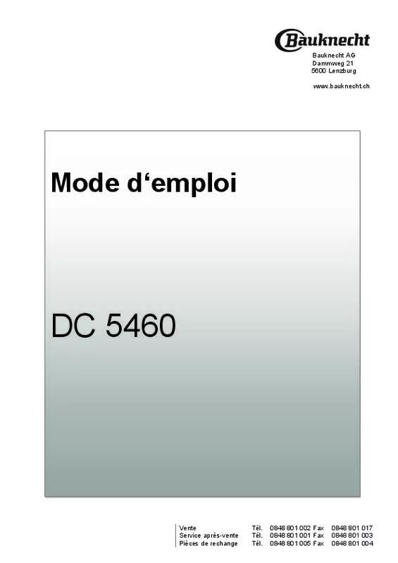 Mode d'emploi BAUKNECHT DC5460IN