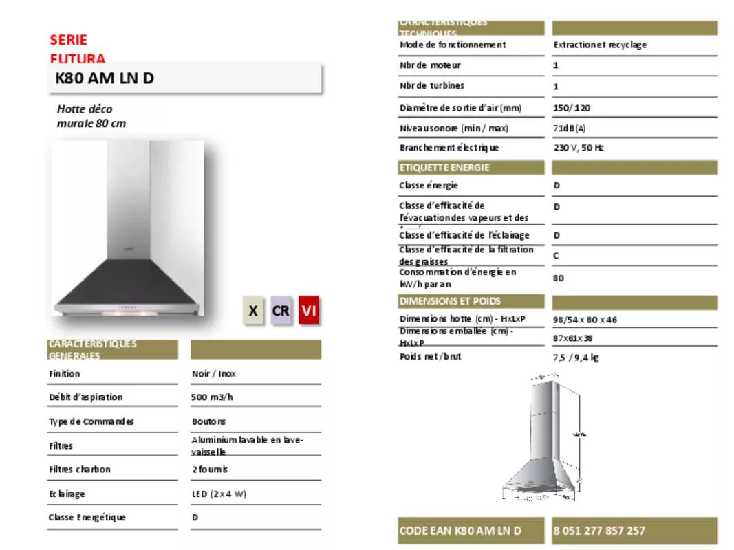 Mode d'emploi BERTAZZONI K80AMLND