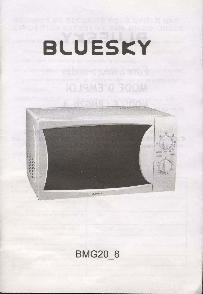 Mode d'emploi BLUESKY MOF800L20.1