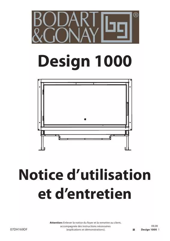 Mode d'emploi BODART & GONAY DESIGN 1000