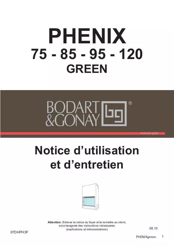 Mode d'emploi BODART & GONAY PHENIX 75