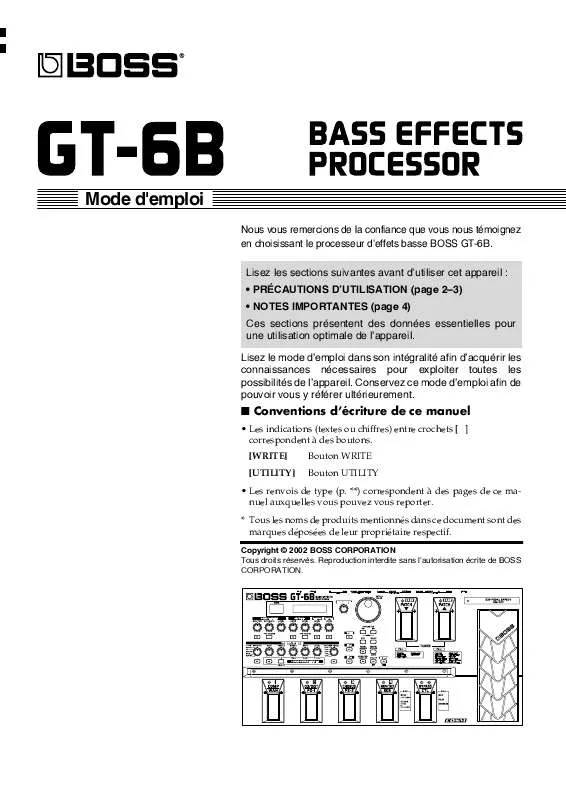 Mode d'emploi BOSS GT-6B
