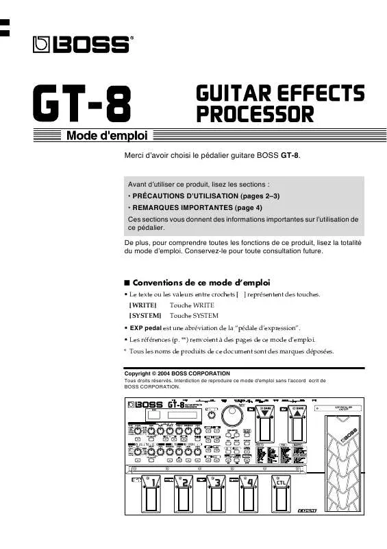 Mode d'emploi BOSS GT-8