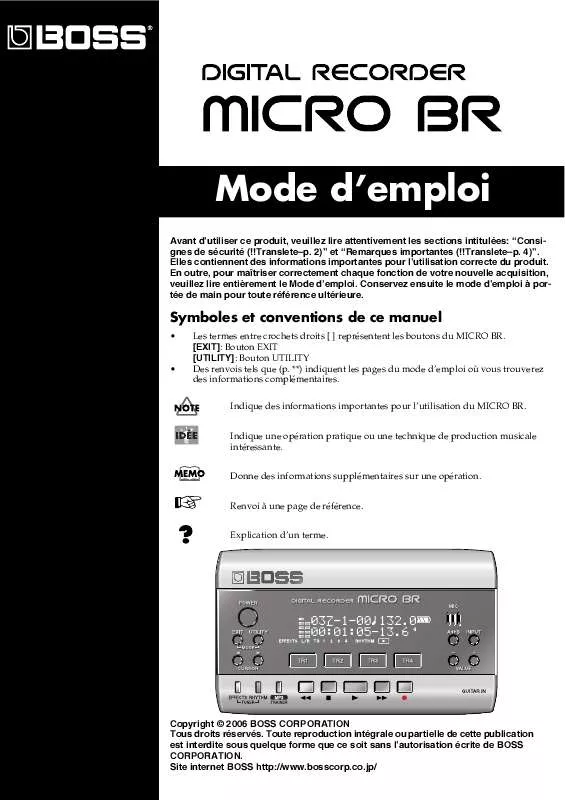 Mode d'emploi BOSS MICRO BR