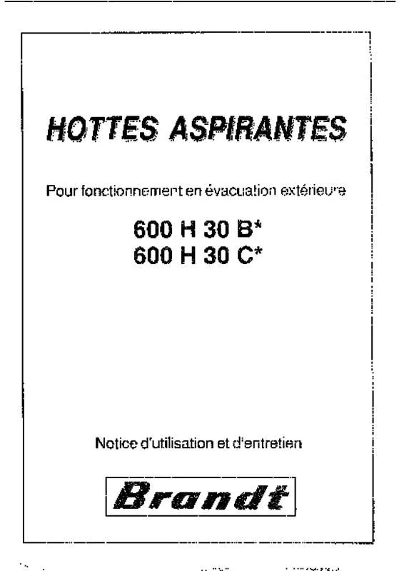 Mode d'emploi BRANDT 600H30C