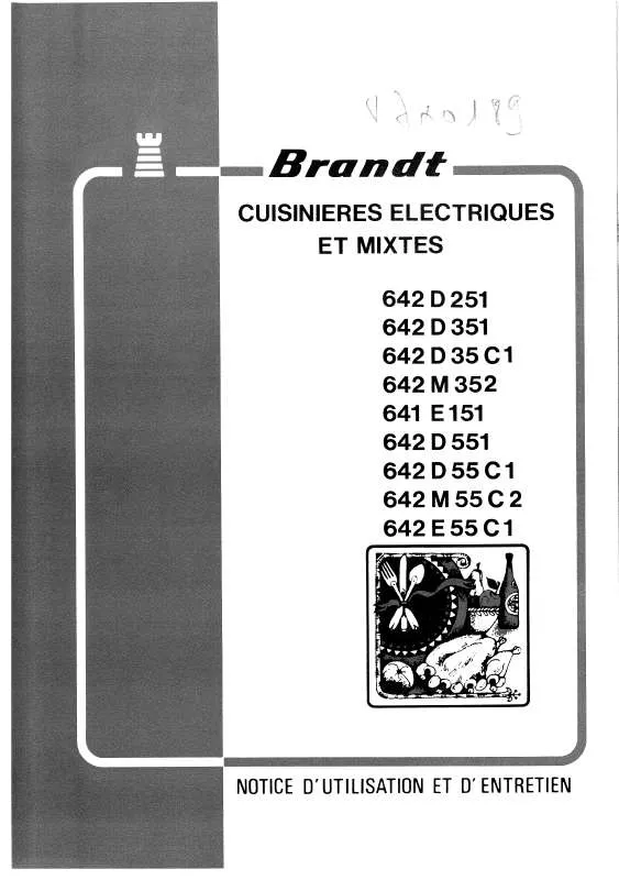 Mode d'emploi BRANDT 642D35