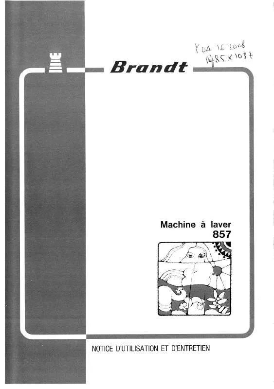 Mode d'emploi BRANDT 857C