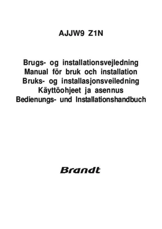 Mode d'emploi BRANDT AJJW9Z1N