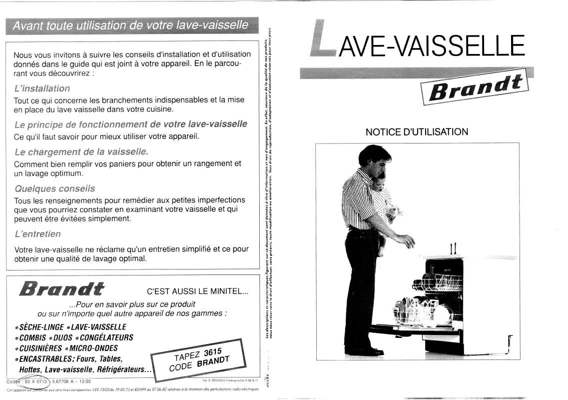 Mode d'emploi BRANDT ATG970