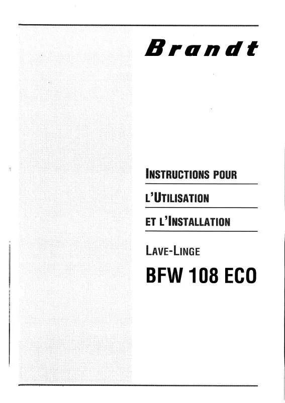 Mode d'emploi BRANDT BFV108ECO