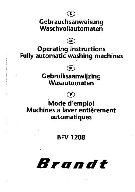 Mode d'emploi BRANDT BFV1208