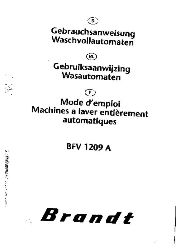 Mode d'emploi BRANDT BFV1209A