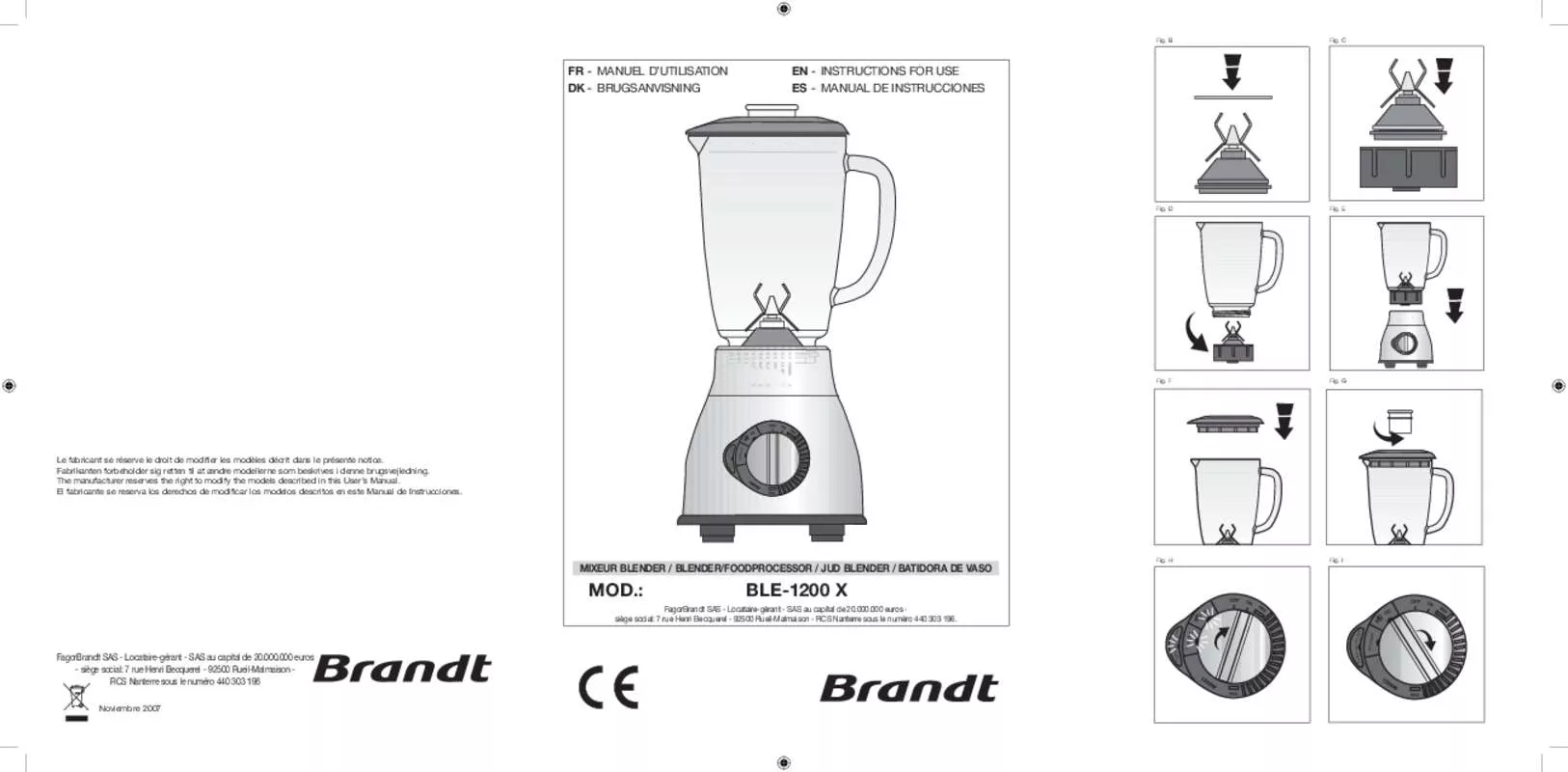 Mode d'emploi BRANDT BLE-1200X