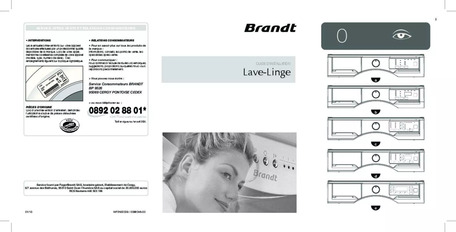 Mode d'emploi BRANDT BWF182TB