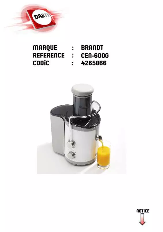 Mode d'emploi BRANDT CEN-600G