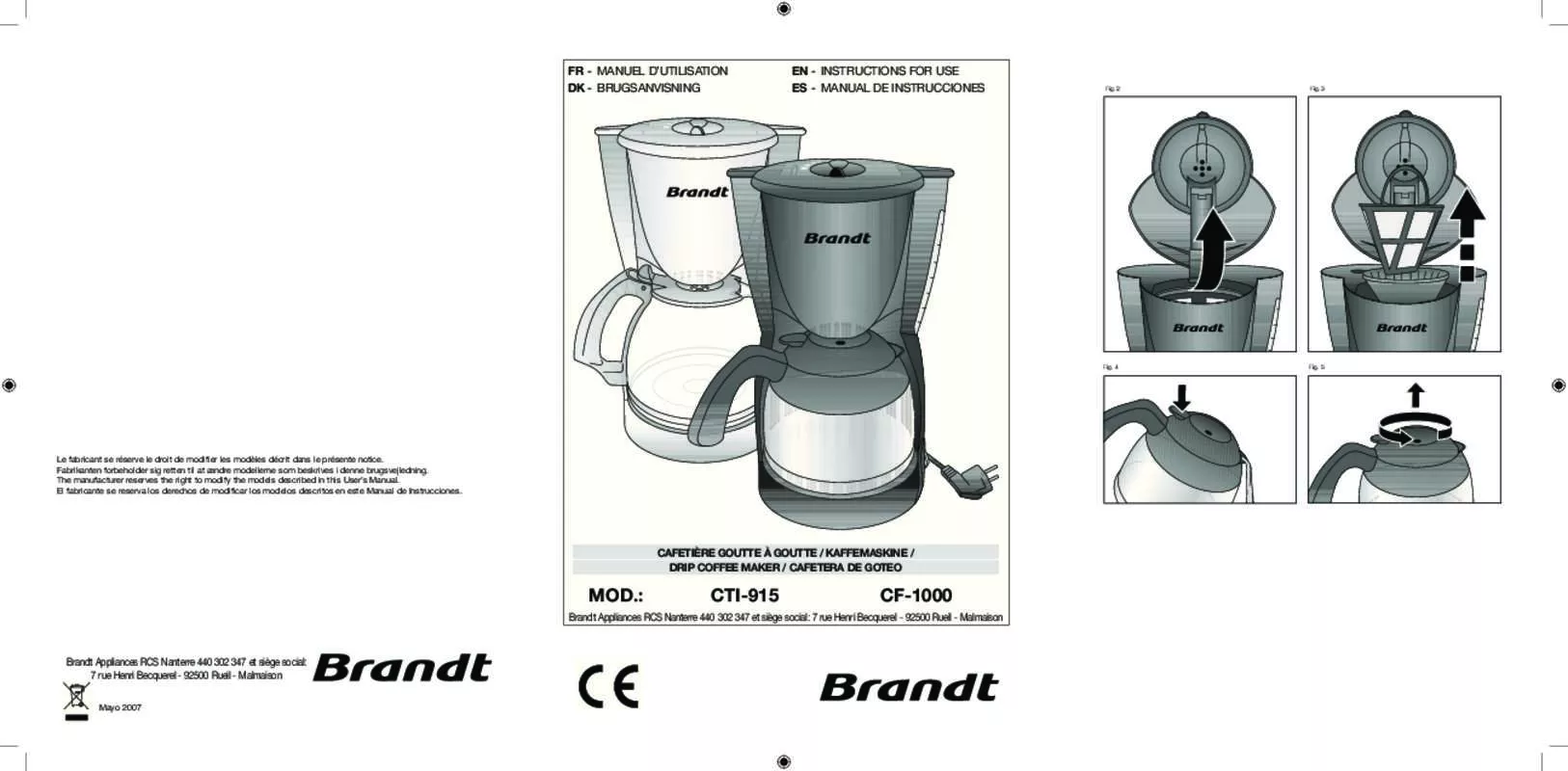 Mode d'emploi BRANDT CTI-915