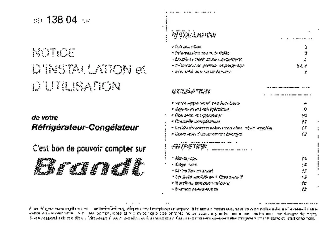 Mode d'emploi BRANDT DD28JTKF