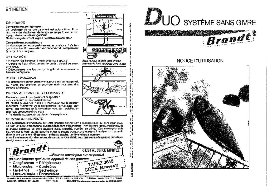 Mode d'emploi BRANDT DUO110B