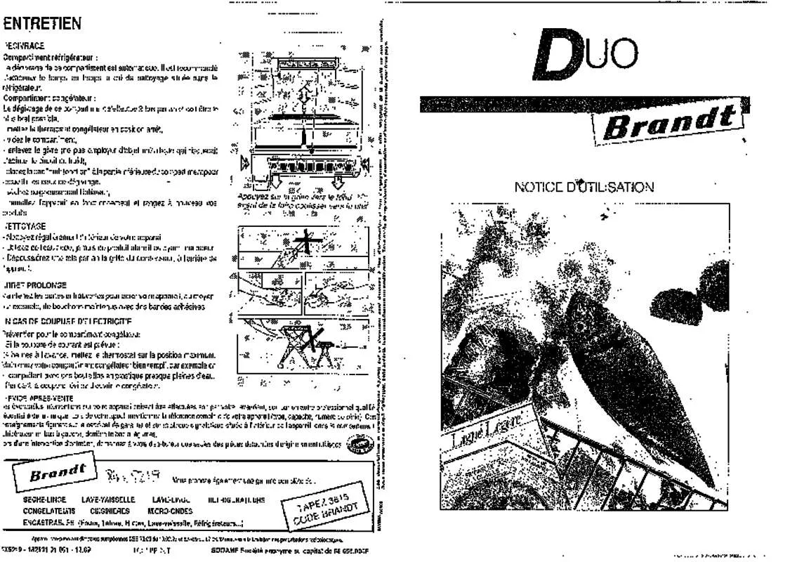 Mode d'emploi BRANDT DUO1912B