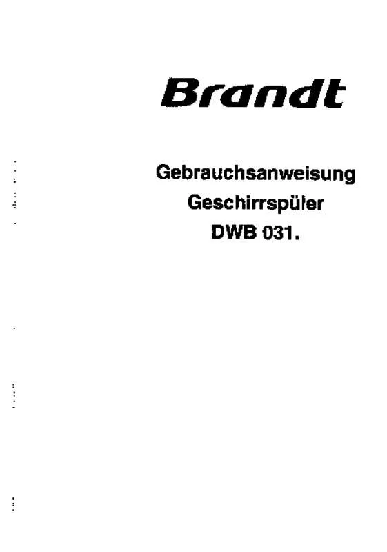 Mode d'emploi BRANDT DWB031WG1