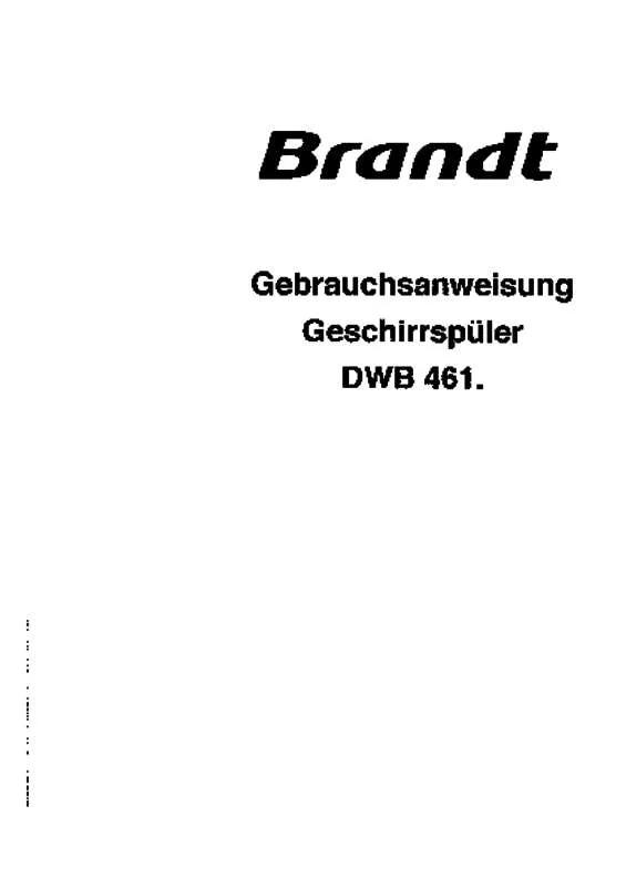 Mode d'emploi BRANDT DWB461BG1