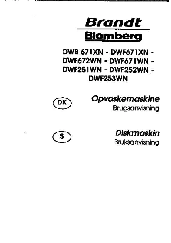 Mode d'emploi BRANDT DWB671XN