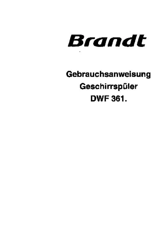 Mode d'emploi BRANDT DWF361EX1