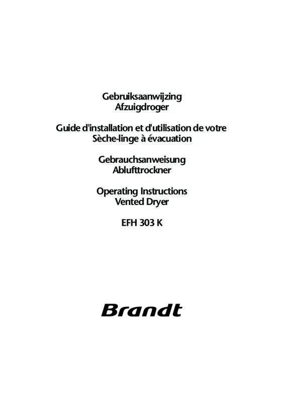 Mode d'emploi BRANDT EFH303K